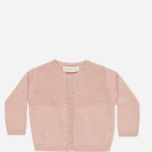 Quincy Mae Knit Organic Cotton Cardigan in Heathered Rose NWT 12-18M